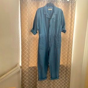 Lucky jumpsuit Large like new Chambray  Button front  Midcalf length
